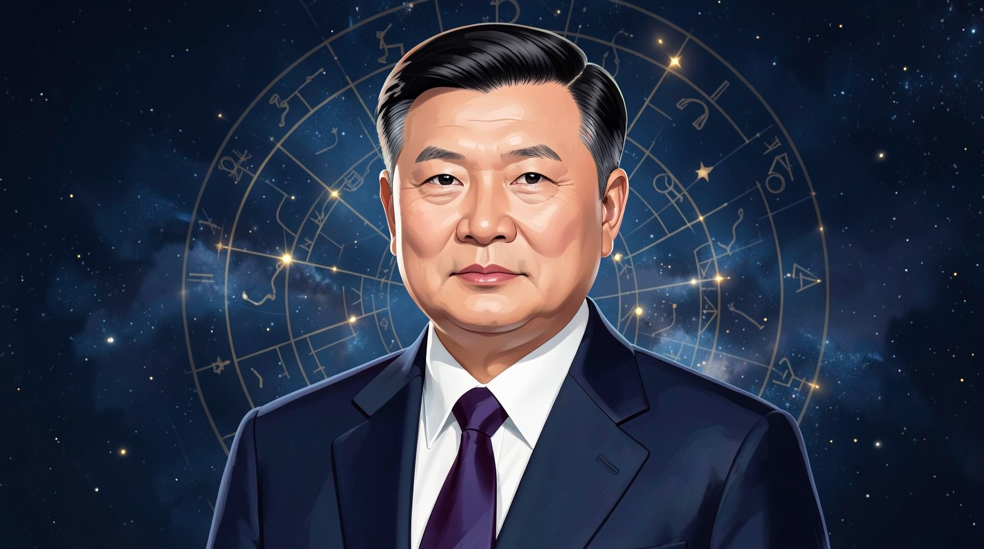 Portrait illustration of Xi Jinping