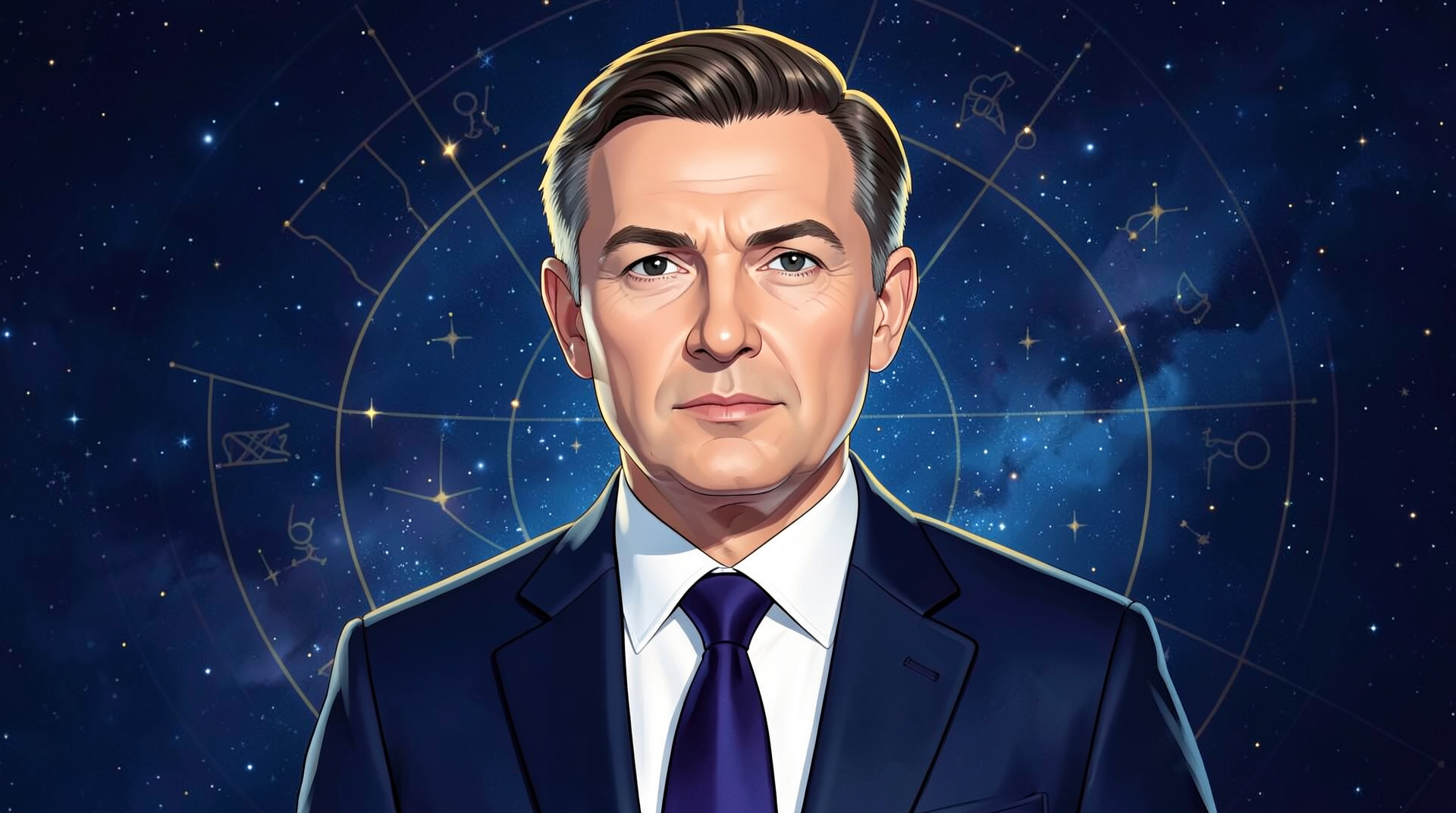 Portrait illustration of Emmanuel Macron