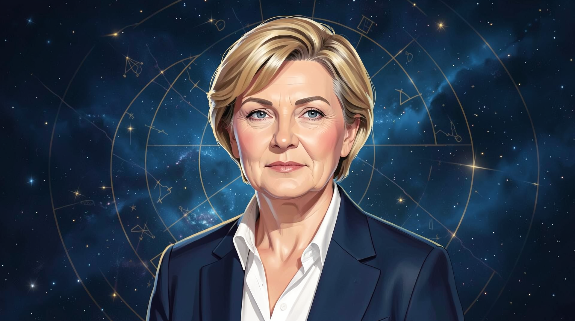 Portrait illustration of Ursula von der Leyen