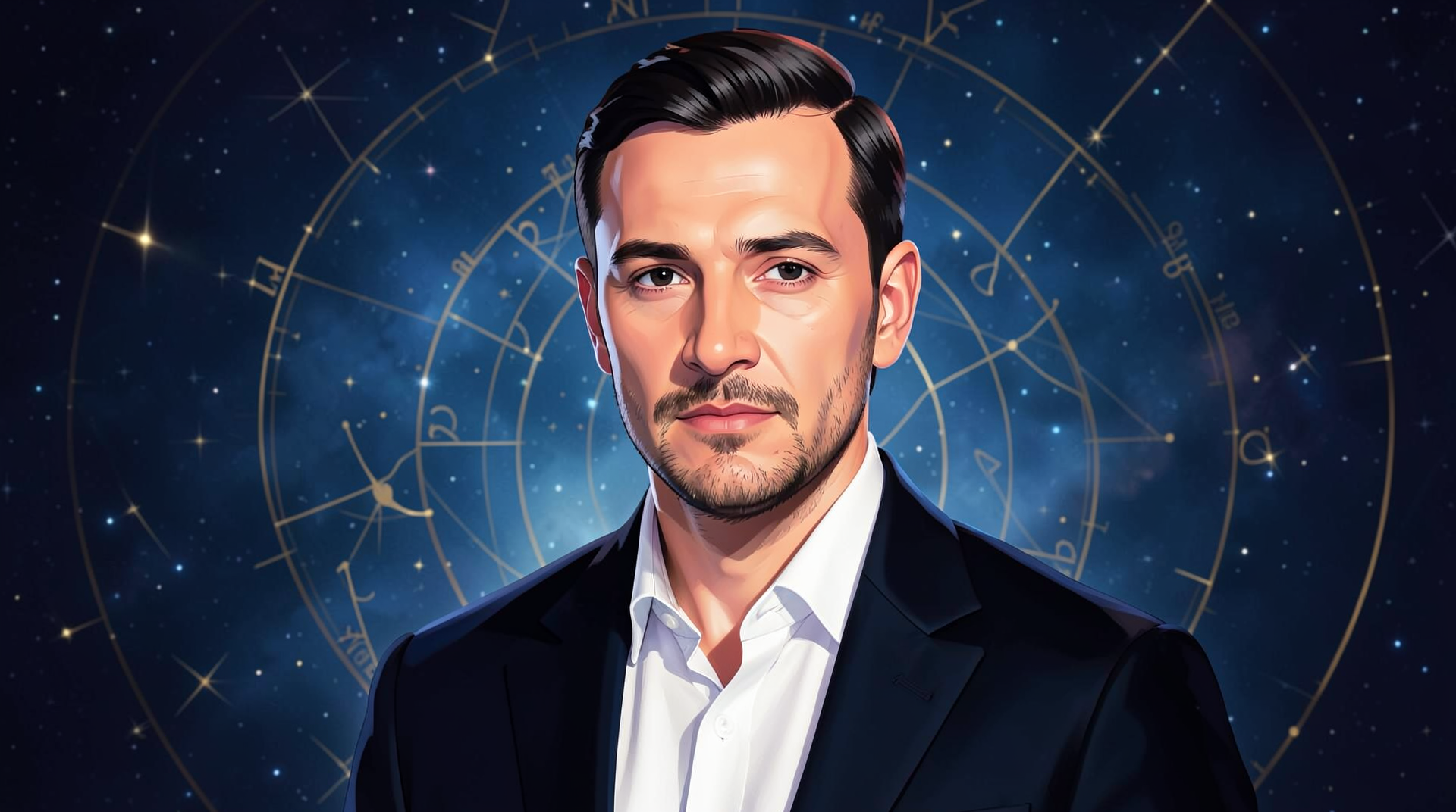 Portrait illustration of Javier Milei