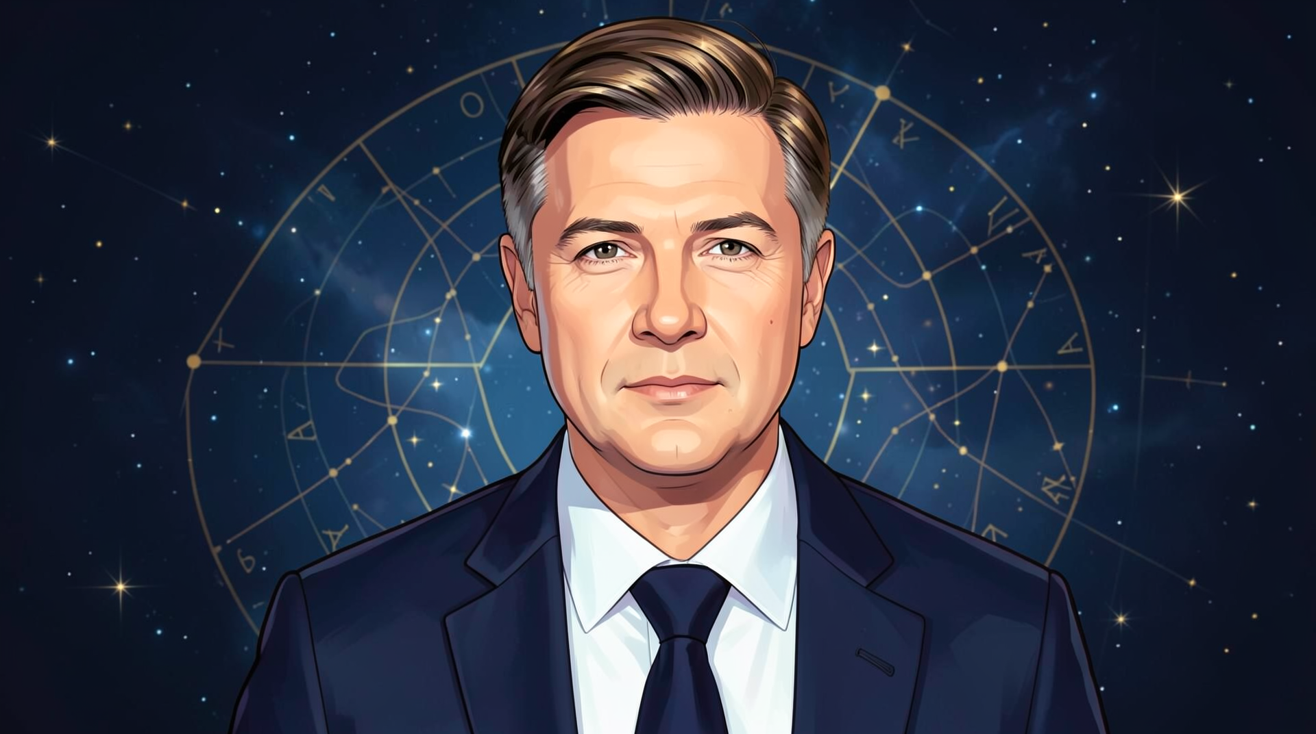 Portrait illustration of Tim Cook