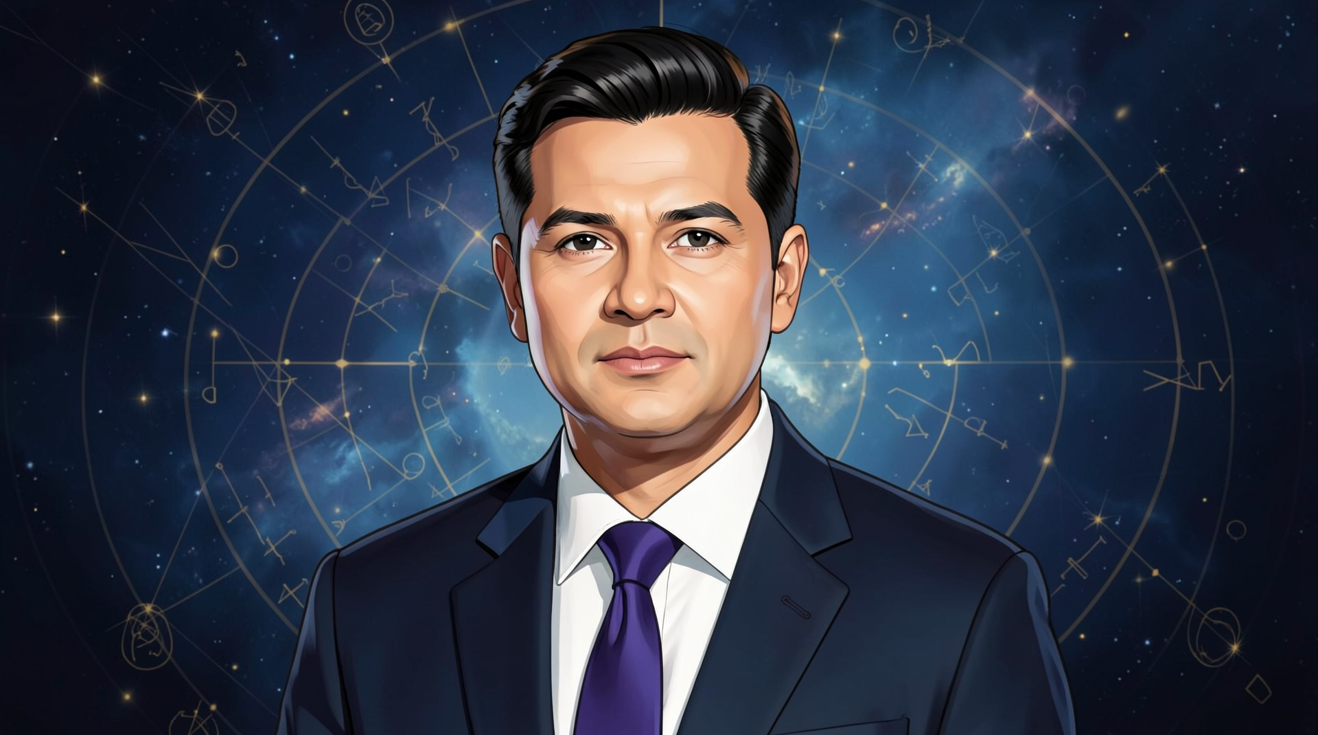 Portrait illustration of Arvind Krishna